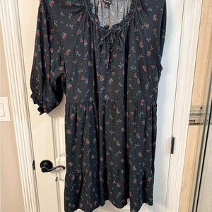 Torrid Black Floral Long Sleeve Dress